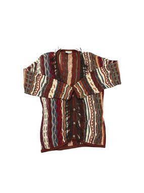Coogi Vintage 90s Multicolored Textured Knit Fringe Me Cardi